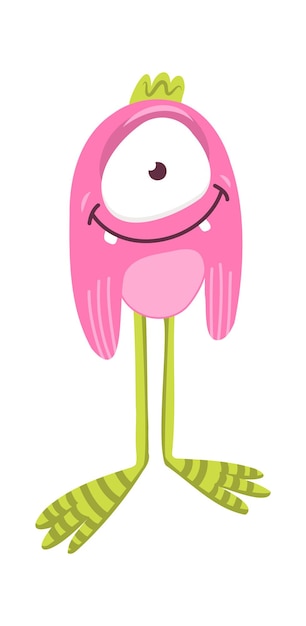 caricatura, infantil, divertido, monstruo, vector, ilustración