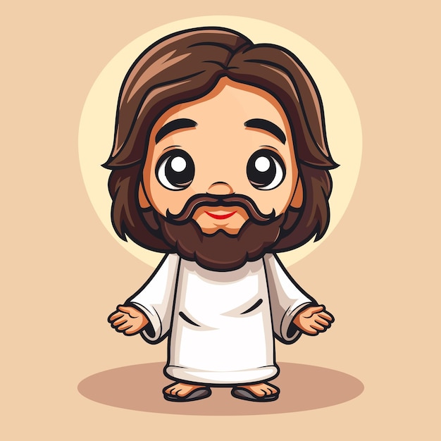 una caricatura de un Jesús con ojos grandes y una cara grande y esponjosa