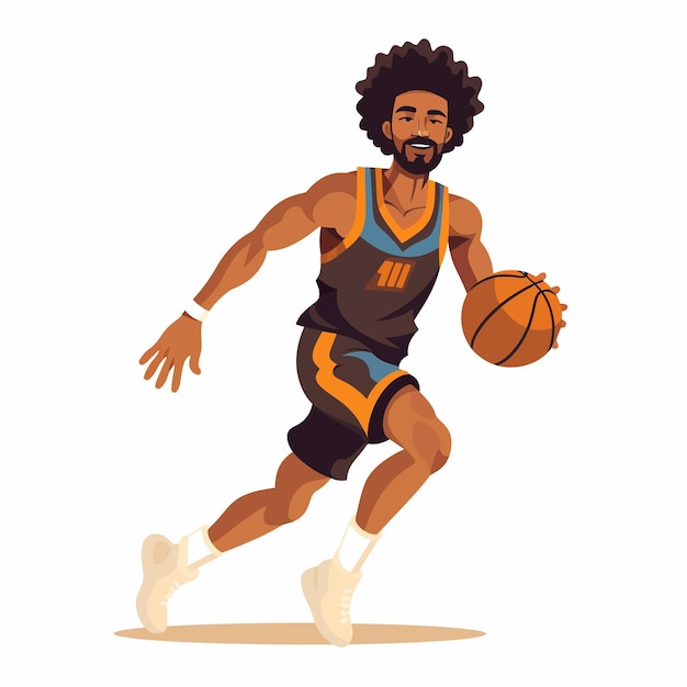 Vector caricatura de un jugador de baloncesto afroamericano