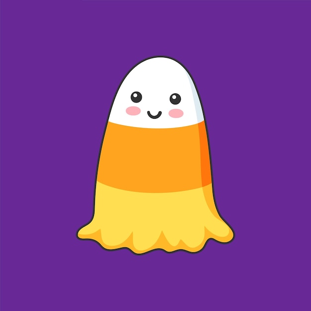 Caricatura kawaii personaje fantasma de halloween, dulces