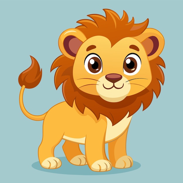 una caricatura de un león con un fondo azul