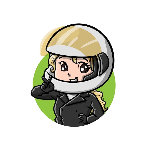 Vector caricatura linda chica motociclista