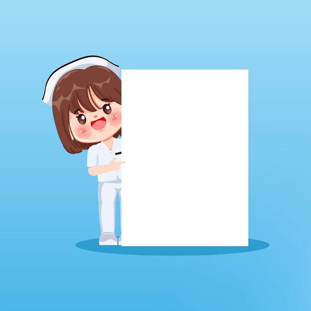 Caricatura linda enfermera con varios gestos y poses Elemento para cartel de información médica