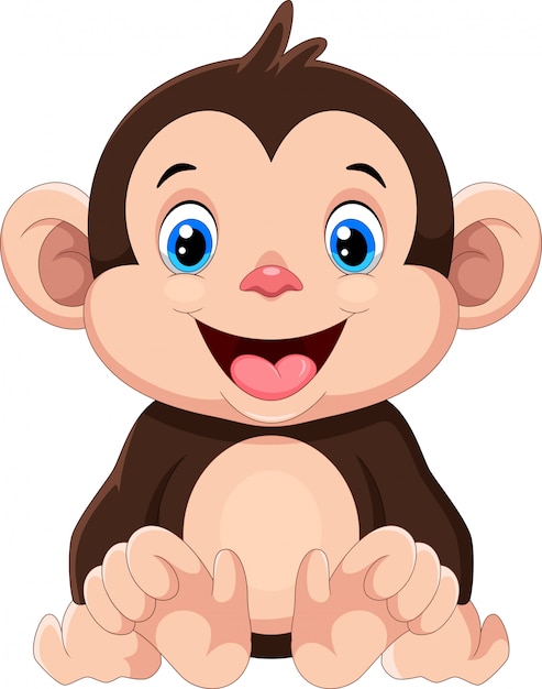 Vector caricatura lindo bebé mono