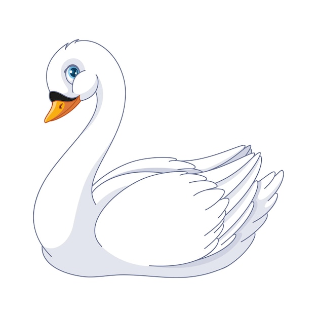 Caricatura lindo cisne blanco