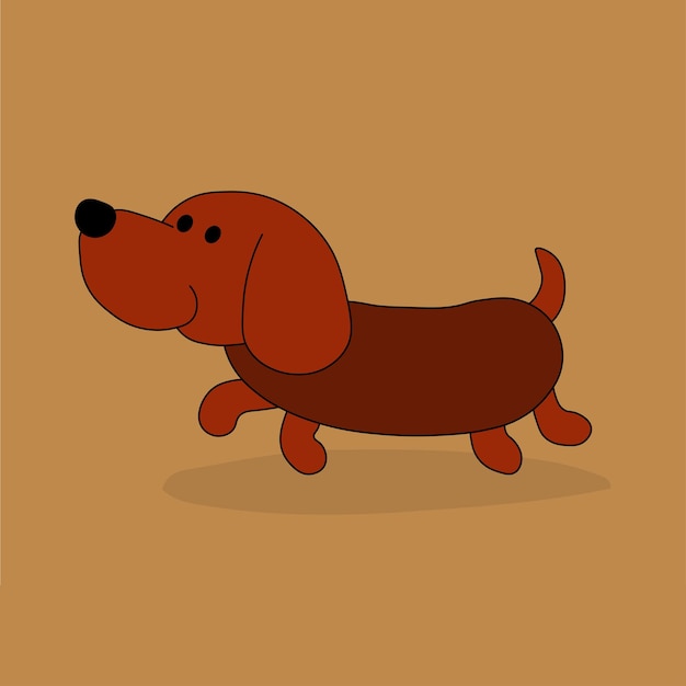 Vector caricatura, de, lindo, dachshund, perro, ambulante, vector