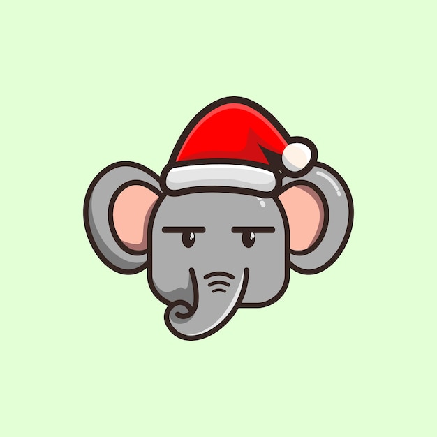 Caricatura lindo elefante con sombrero Ilustración de Navidad