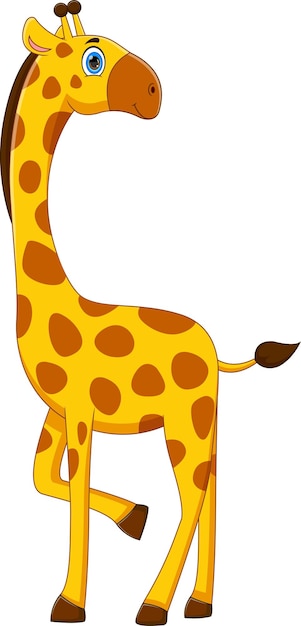 Vector caricatura, lindo, jirafa, blanco, plano de fondo
