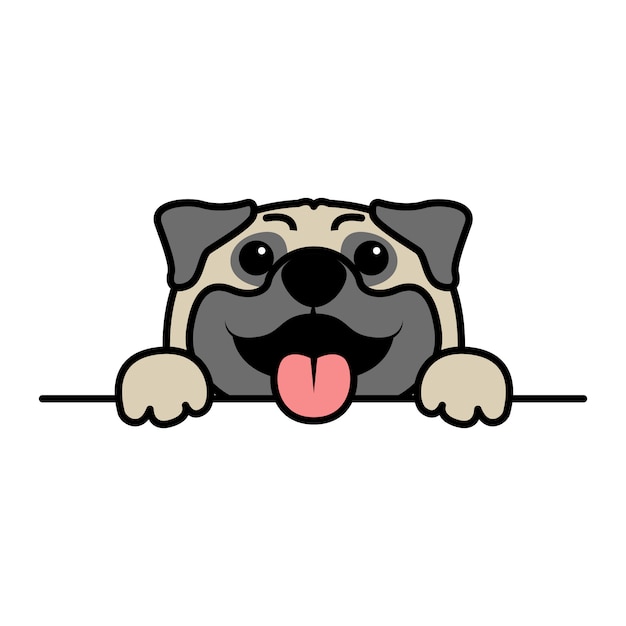 Caricatura lindo perro pug cara