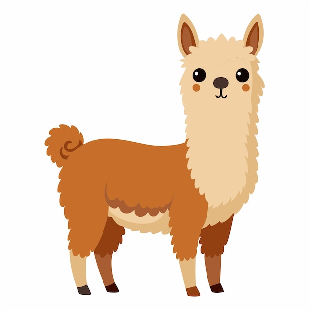 una caricatura de una llama con una cola marrón
