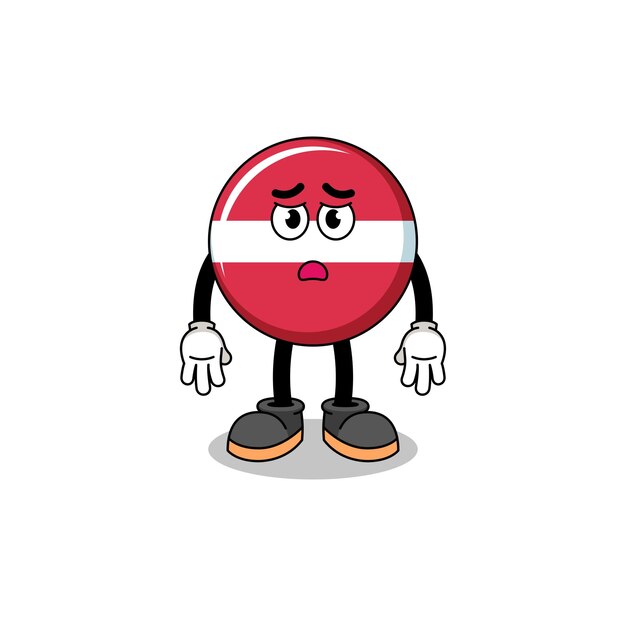 Caricatura de la mascota de la bandera de letonia como surfista