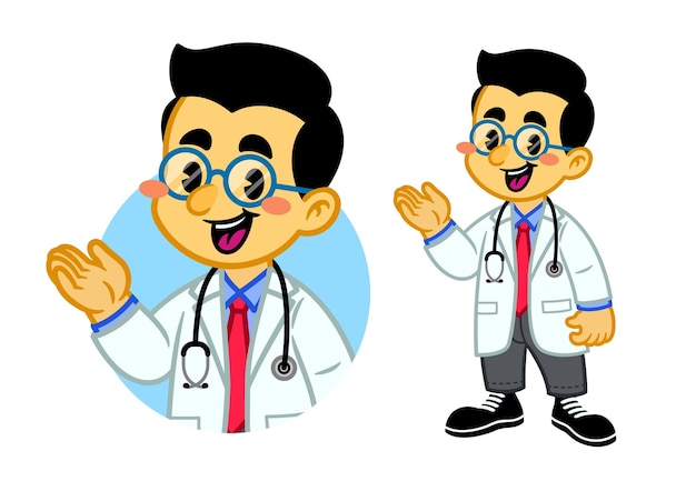 Caricatura de la mascota del doctor feliz