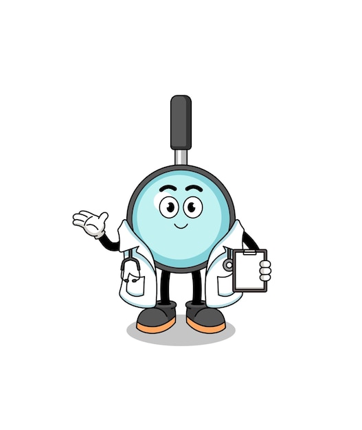 caricatura, mascota, de, lupa, doctor