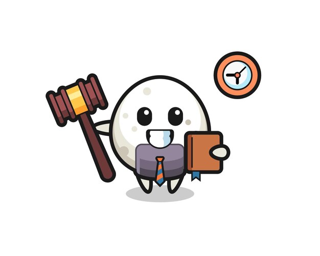Caricatura de mascota de onigiri como juez diseño de estilo lindo para elemento de logotipo de etiqueta de camiseta