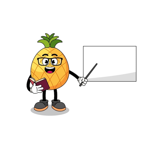 caricatura, mascota, de, piña, profesor
