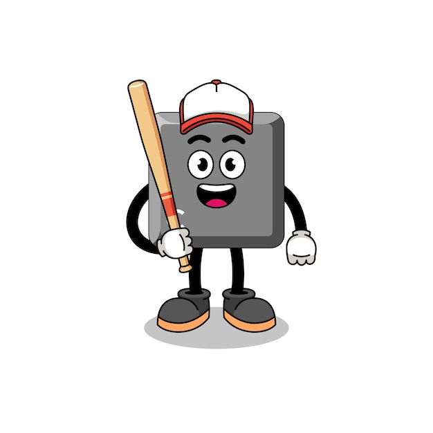 Caricatura de la mascota de la tecla C del teclado como jugador de béisbol