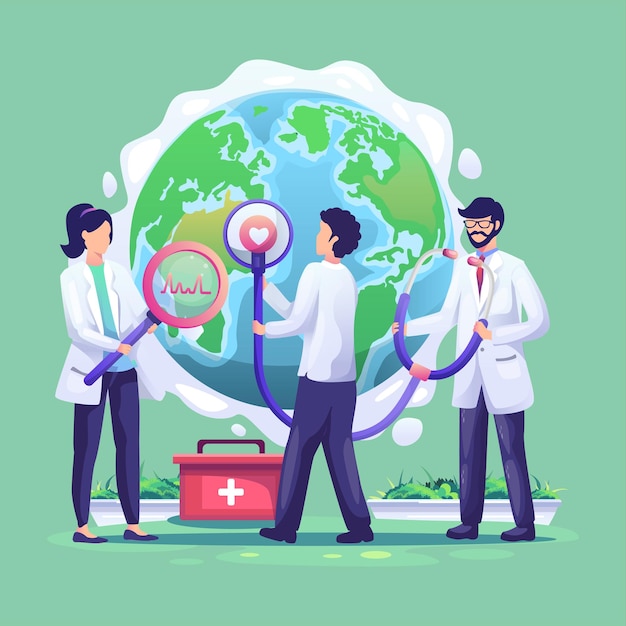 Una caricatura de médicos sosteniendo un dispositivo médico con la palabra "o" en él