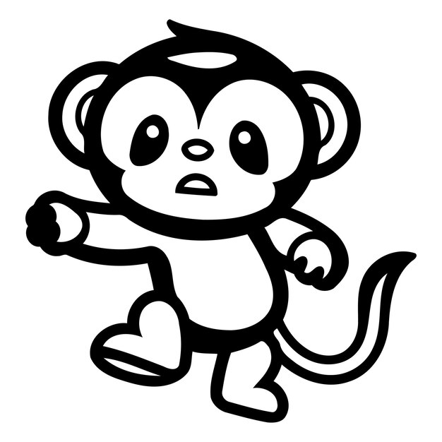 Caricatura de mono lindo aislado en un fondo blanco Ilustración vectorial