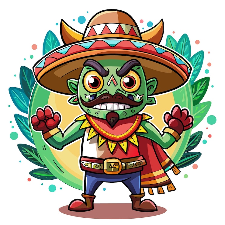 Vector una caricatura de un monstruo con un sombrero que dice "sombrero"