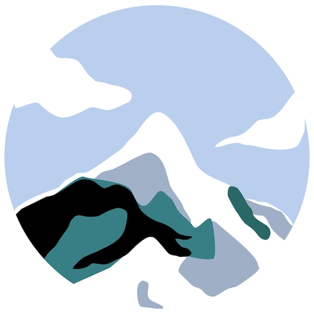 Vector caricatura de montaña en estilo icono