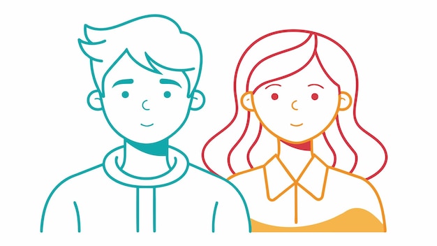una caricatura de una mujer y un hombre con auriculares