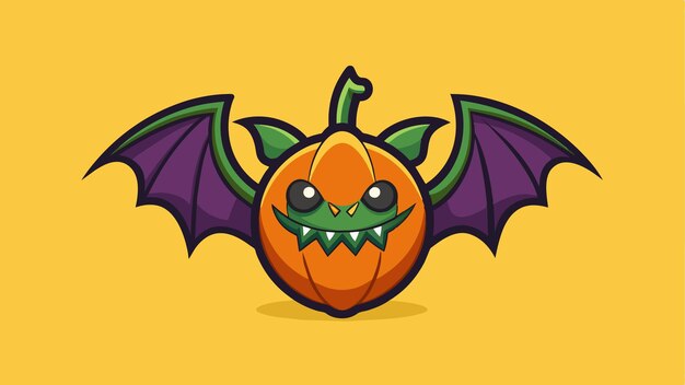 una caricatura de un murciélago con una boca verde y ojos púrpuras