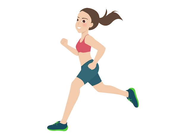 Vector la caricatura de niña corriendo saludable