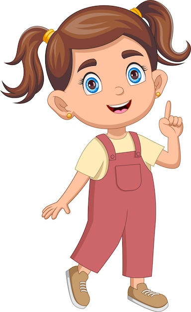 Caricatura de una niña linda y alegre