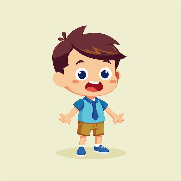 una caricatura de un niño con una camisa que dice un en él