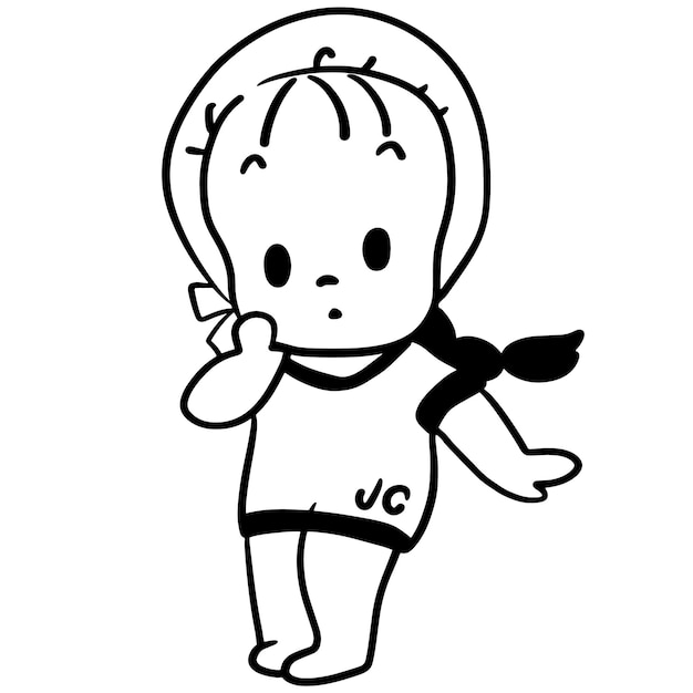 Una caricatura de un niño con una camiseta que dice uc.