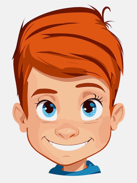 Vector caricatura, niño, cara, 2d, vector, con, fondo blanco