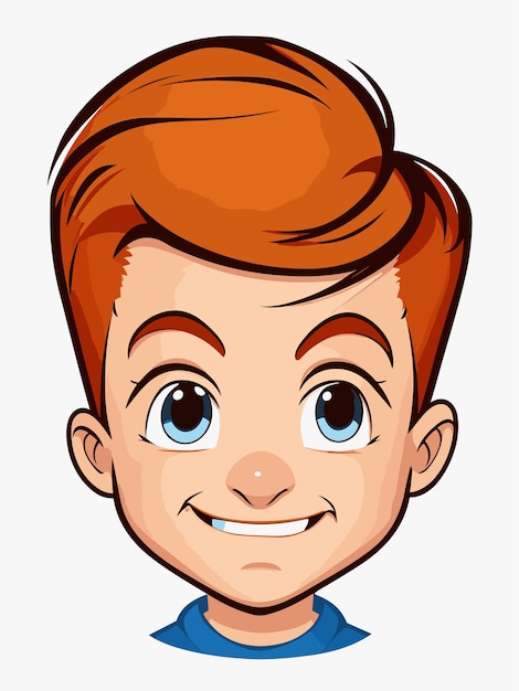 caricatura, niño, cara, 2d, vector, con, fondo blanco