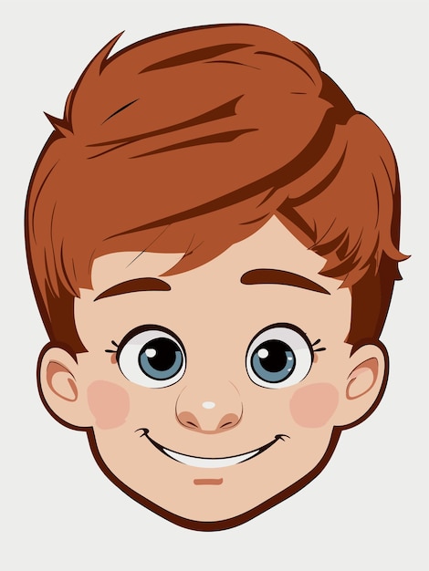 caricatura, niño, cara, 2d, vector, con, fondo blanco