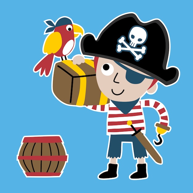 Vector caricatura de niño con custome pirata
