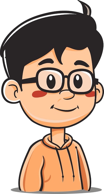 una caricatura de un niño con gafas en la cara