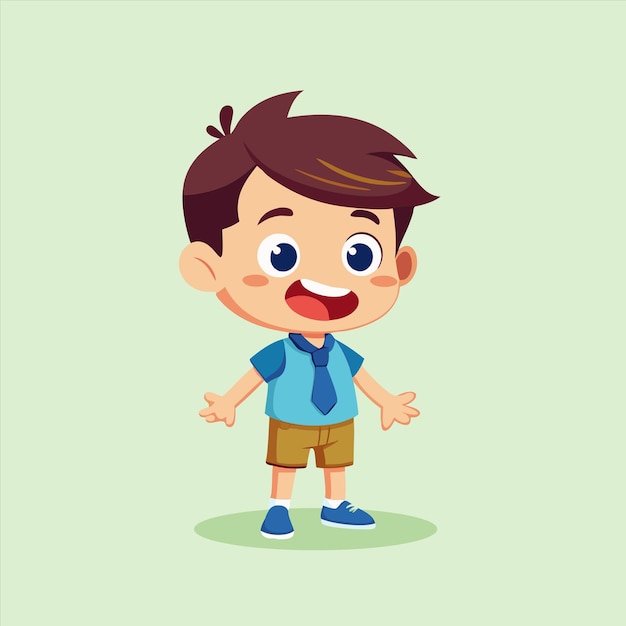 una caricatura de un niño con las manos en los bolsillos