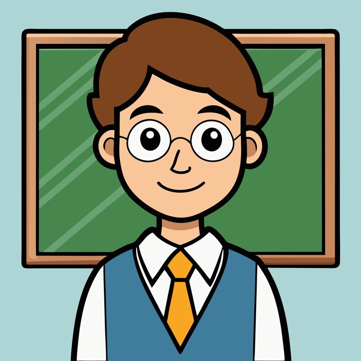 Vector una caricatura de un niño con una pizarra con un fondo verde