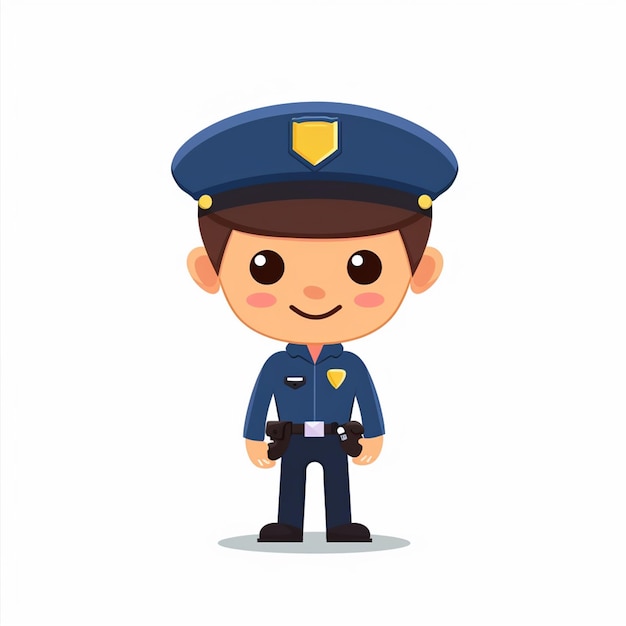 una caricatura de un oficial de policía con una gorra azul