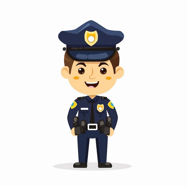 una caricatura de un oficial de policía con una insignia en la cabeza