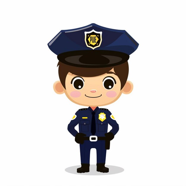 una caricatura de un oficial de policía con una insignia que dice policía