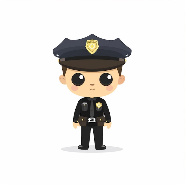 una caricatura de un oficial de policía con una insignia que dice policía