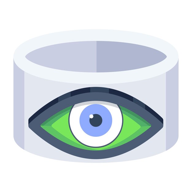 Una caricatura de un ojo con un anillo blanco.