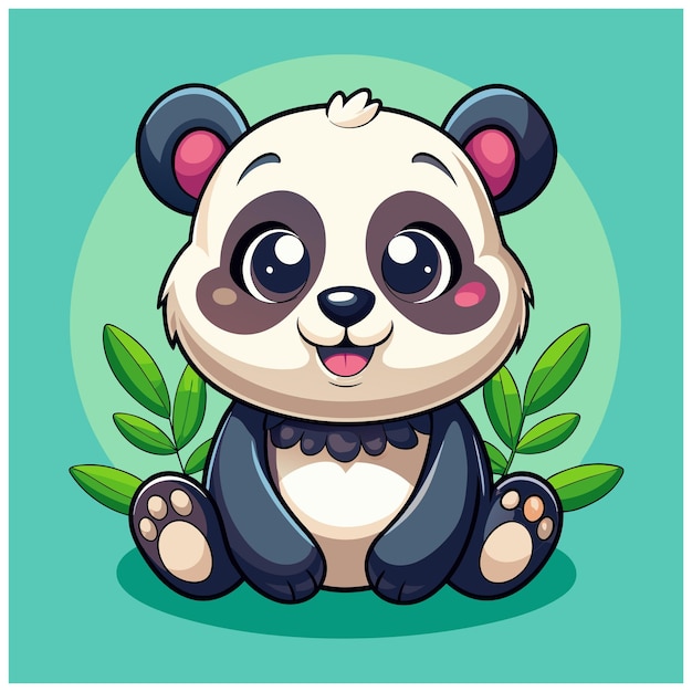 una caricatura de un oso panda con un fondo verde