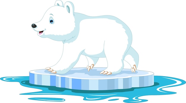 caricatura de oso polar en bloque de hielo