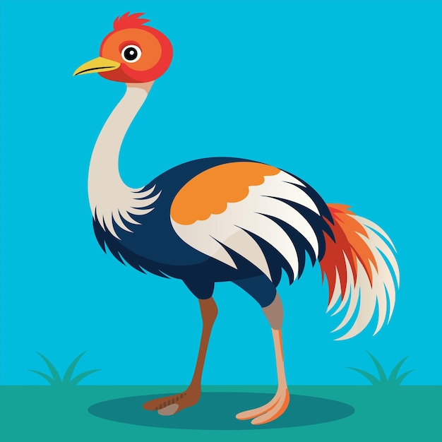 una caricatura de un pájaro con una larga cola y cola