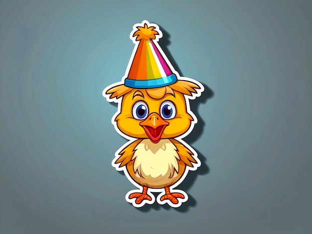 Vector una caricatura de un pájaro con un sombrero de fiesta en él