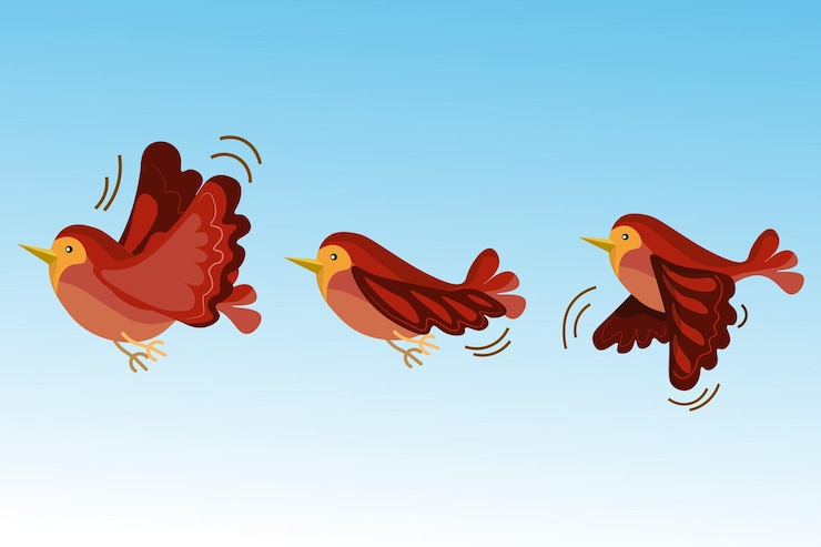 Vector una caricatura de pájaros voladores.