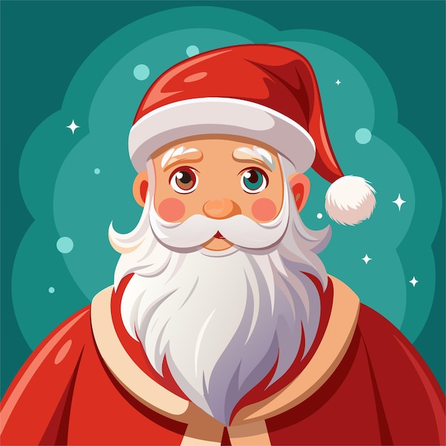 una caricatura de un Papá Noel de pie frente a un fondo azul