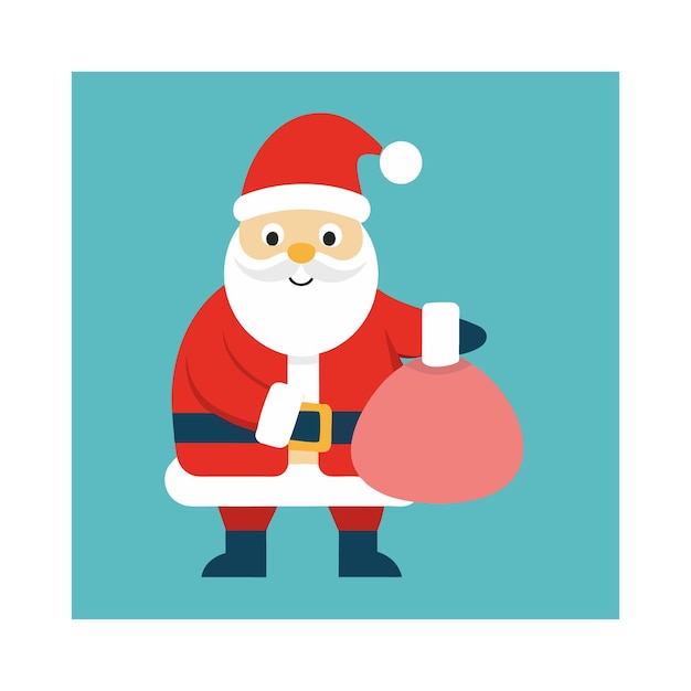 una caricatura de Papá Noel sosteniendo una bolsa de regalos