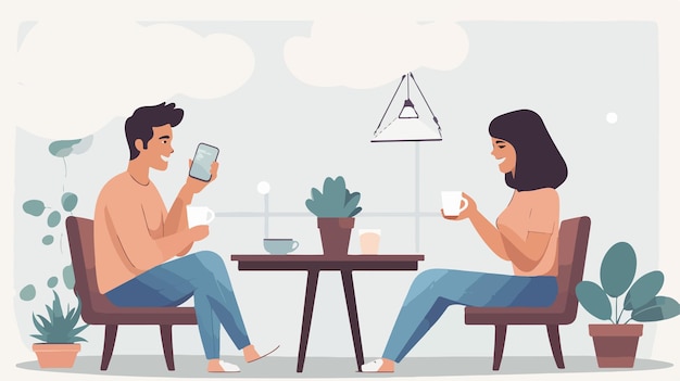 una caricatura de una pareja sentada en una mesa con un hombre y un cartel que dice no